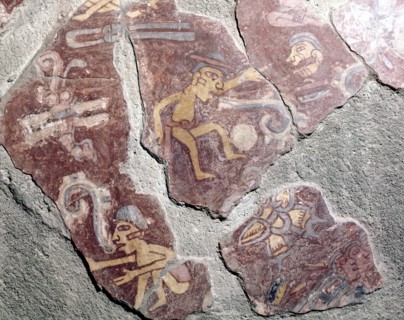 Partly reconstucted wall painting at Tepantitla
