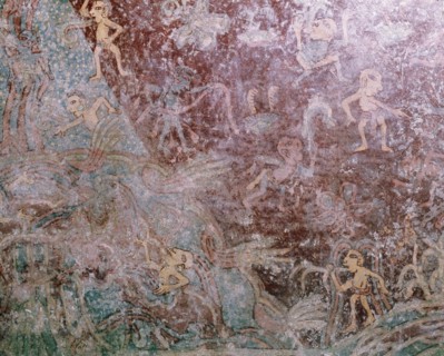 Partly reconstucted wall painting at Tepantitla