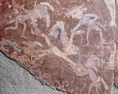 Partly reconstucted wall painting at Tepantitla