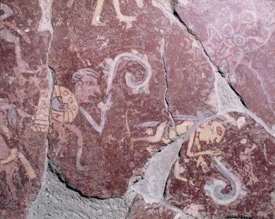 Partly reconstucted wall painting at Tepantitla