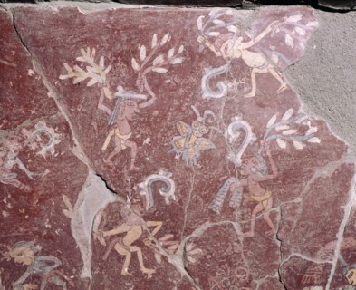 Partly reconstucted wall painting at Tepantitla