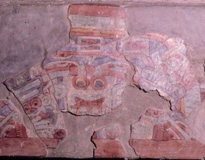 Partly reconstucted wall painting at Tepantitla