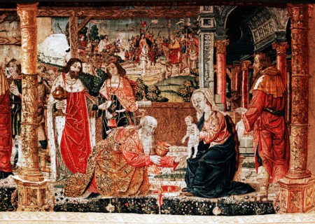 Detail from the tapestry The Adoration of the Shepherds and of the Magi from the series of The Story of the Virgin Mary