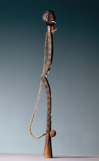 Staff with human head finial, possibly used by a Mwere ritual specialist