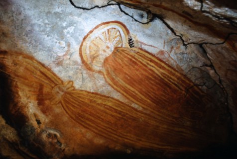 Aboriginal cave painting of a Wadjina