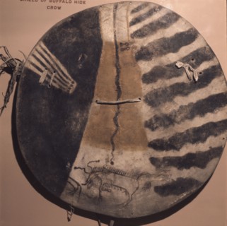 Crow vision painting on a war shield