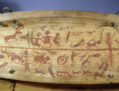 The inside of the lid of this trinket box is decorated with several sexually explicit scenes, along with animals, supernatural beings and hunting scenes