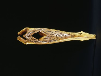 Arrow shaft straightener with three caribou heads at the ends