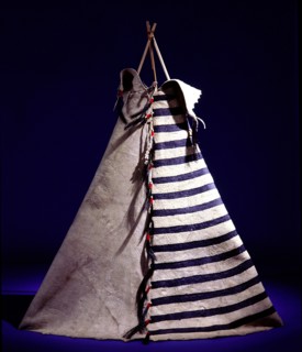 Model tipi with one of the types of sacred images applied to Medicine tipis