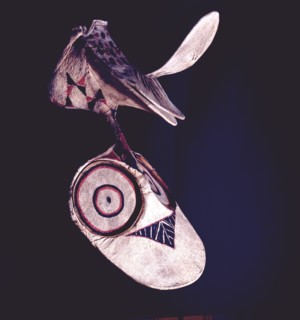 Large bark cloth mask, used by the Baining people in night time dances of the mens initiation society