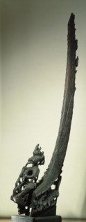 The stern post of an old war canoe