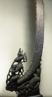 The stern post of an old war canoe