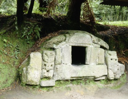 A rare example of a stone built storehouse, excavated from the village of Te Wairoa, which was buried by the eruption of the volcano Mt
