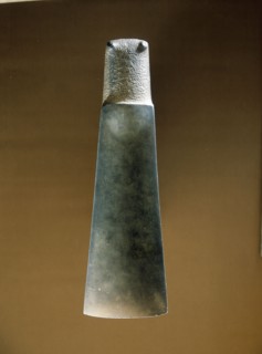 The blade of a tokipoutangata, a ceremonial chiefs adze, used to invoke the gods while making the first chips of a canoe or house carving