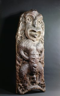 Side panel, poupou, depicting an ancestor, from a village meeting house