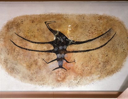 A reconstruction of a Maori rock drawing of a bird from Maerewhenua shelter on a tributary of the Waitaki River
