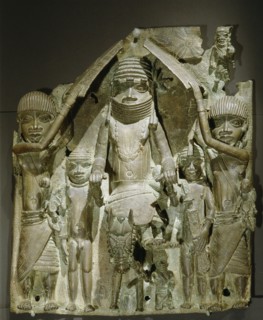 A plaque which decorated the palace of the Benin Obas