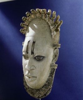 An ornamental mask which formed part of the regalia of the Benin king (Oba)