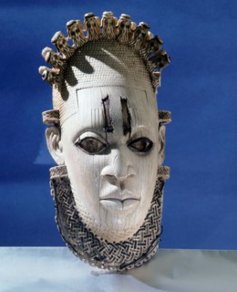 An ornamental mask which formed part of the regalia of the Benin king (Oba)