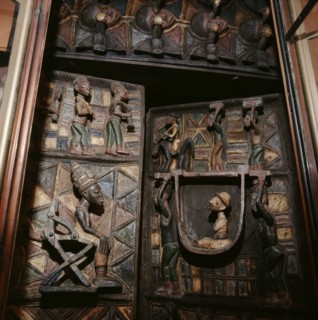 Doors from the palace at Ikere Ekiti, an eastern Yoruba kingdom, carved by the reknowned and innovative sculptor Olowe of Ise