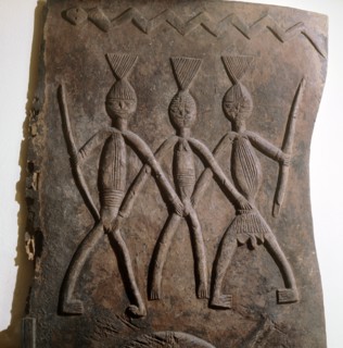 Low relief carved wood door or panel fron the Ijebu region