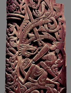 Detail of the carved portal of Hylestad stave church