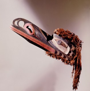 Mask in the form of Crooked Beak of Heaven, identified by the curve over the upper beak