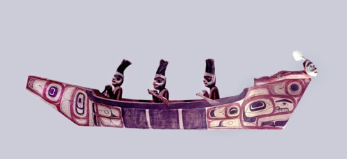 Model canoe with paddlers