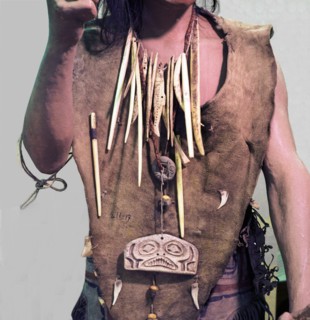 Shamans necklace with bone pendants representing his guardian spirits
