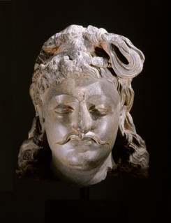 Head of Bodhisattva Maitreya, the Buddha of the Future, part of a triptych