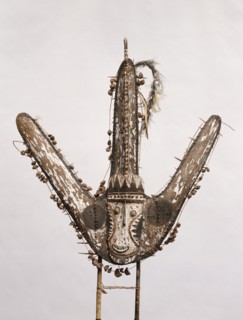Canoe shield from a Swagup area war canoe, used on head hunting raids on neighbouring villages