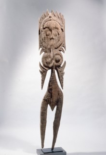 Stylised low relief figure of a female spirit, from a mens meeting house at Inyai village