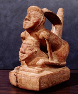 Stirrup spouted vessel depicting a copulating couple