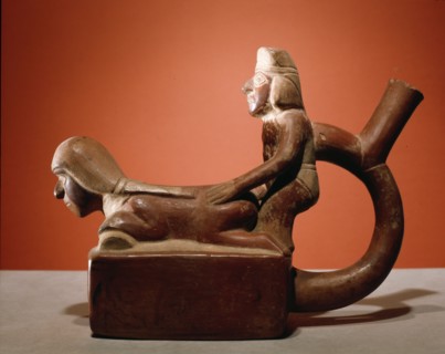 Stirrup spouted vessel depicting a copulating couple