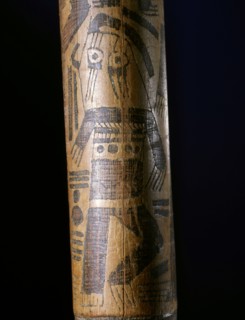 Detail of a wooden dance wand used by Nazca shamans in hypnotic trance dance ceremonies
