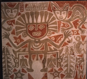 A painted textile, common throughout the Late Intermediate Period