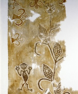 A textile with birds, plants and human forms