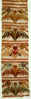A textile from Pachacamac with bat and human designs