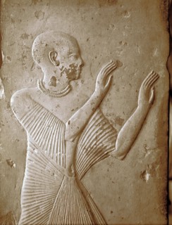 Detail of one of the four pillars from the tomb of Ptahmose depicting an adorant