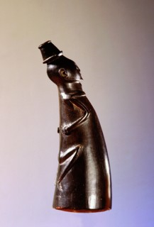 A South Sotho snuff horn in the form of a man