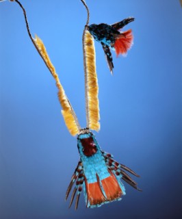 Headdress made of feathers from birds of the Amazon
