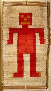 Textile with a design of a stylized man