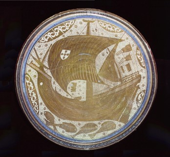 A porcelain lustreware bowl made by Mudejar potters of Manises, Valencia for Christians