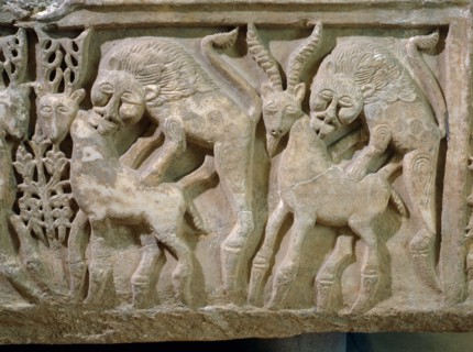 A detail of the design on a marble ablution basin