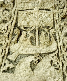 Detail of a carved funerary stone