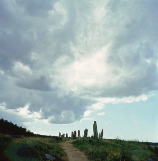 Burial site with stones forming the shape of a ship