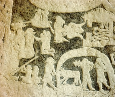 Detail of a carved funerary stone