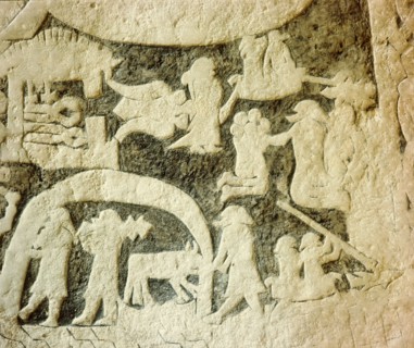 Detail of a carved funerary stone