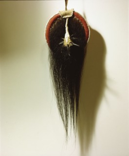 Scalp which has been stretched on a wooden hoop