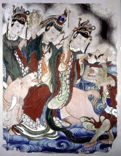 Wall painting from a temple depicting the Zodiac of the Bull